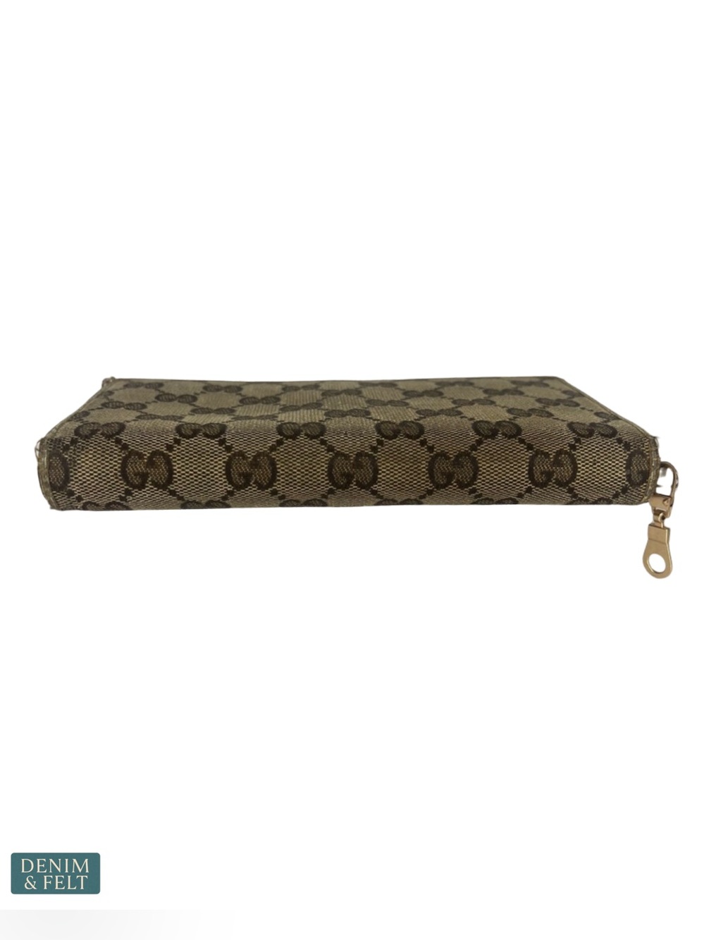 Gucci GG Monogram Zip Around Wallet Beige Ebony Canvas Logo Plate Organizer - Picture 4 of 16